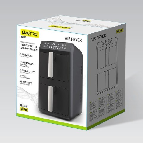 Frytownica beztłuszczowa dwukomorowa frytkownica pionowa 2400W 5 + 5L MAESTRO MR-761