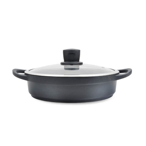 Garnek niski płaski z pokrywką 28cm 3.8L czarny MAESTRO MR-4328-S
