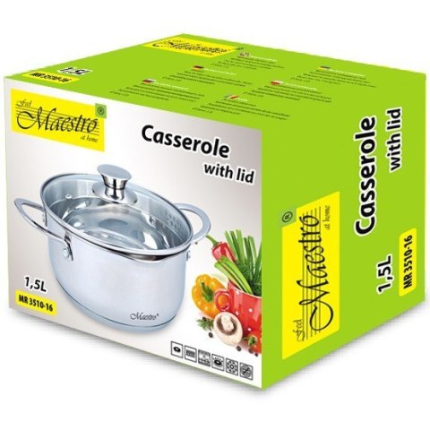 Garnek stalowy z pokrywką na indukcję gaz 18cm 2.0L MAESTRO MR-3510-18