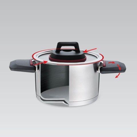 Garnek stalowy z pokrywką na indukcję gaz 18cm 2.3L MAESTRO MR-3530-18