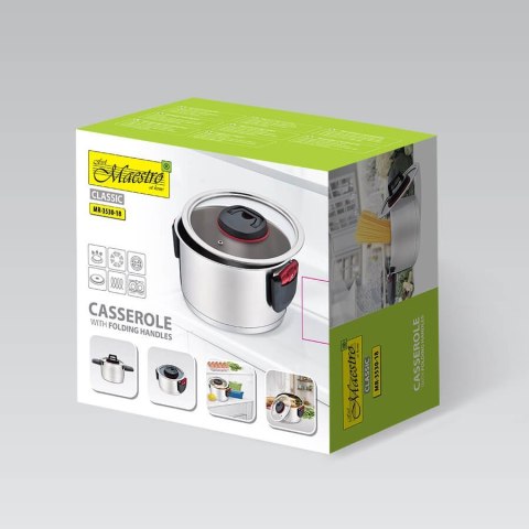 Garnek stalowy z pokrywką na indukcję gaz 18cm 2.3L MAESTRO MR-3530-18