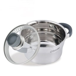 Garnek stalowy z pokrywką na indukcję gaz 18cm 2.4L MAESTRO MR-3507-18