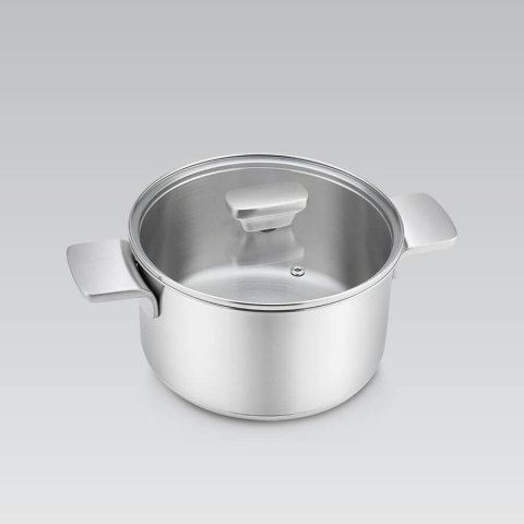 Garnek stalowy z pokrywką na indukcję gaz 18cm 2.5L MAESTRO MR-3521-18