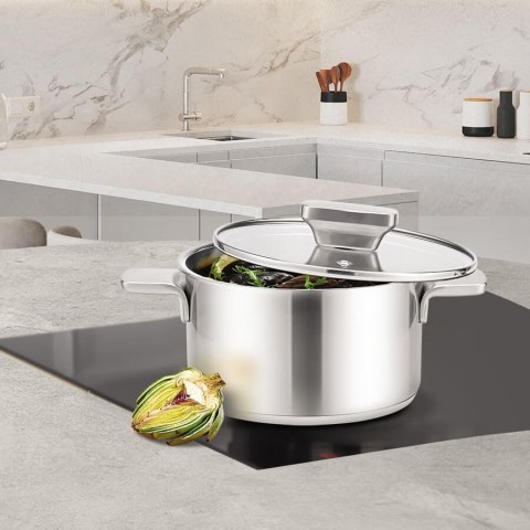 Garnek stalowy z pokrywką na indukcję gaz 24cm 5.7L MAESTRO MR-3521-24