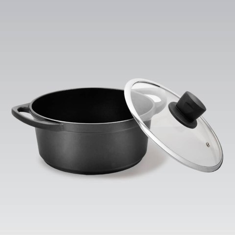 Garnek z pokrywką indukcja gaz 28cm 6.4L czarny MAESTRO MR-4328