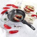 Patelnia marmurowa z pokrywką 24cm na gaz INDUKCJA nieprzywierająca TIROSS TS-1254P