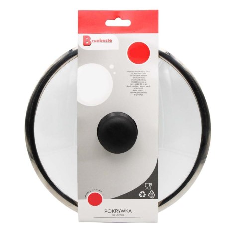 Pokrywka szklana do garnków z gałką i metalowym rantem Ø32cm BRUNBESTE BB-5531