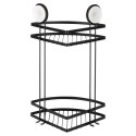 Półka pod prysznic do łazienki łazienkowa metalowa czarna na przyssawki narożna 2-poziomowa 24x18x38cm BATHROOM SOLUTIONS 567009