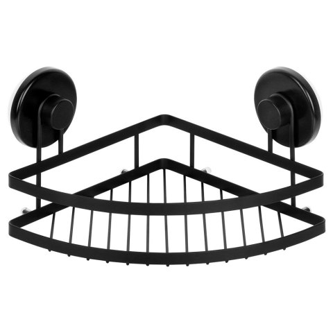 Półka pod prysznic do łazienki łazienkowa metalowa czarna na przyssawki narożna 24x18x12.5cm BATHROOM SOLUTIONS 567047