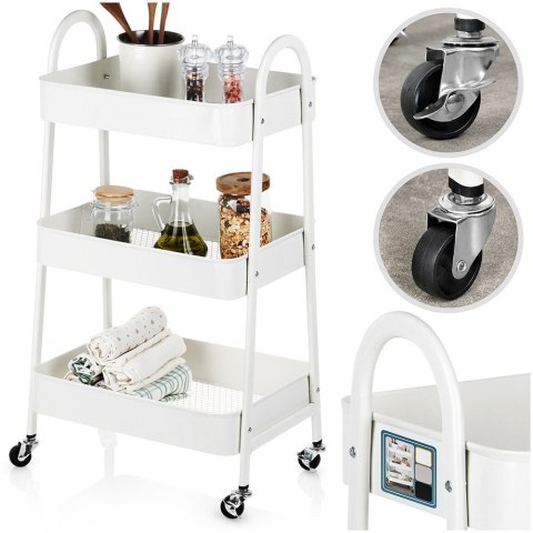 Regał na kółkach metalowy biały 3-poziomowy 44x31.5x78.5cm STORAGE SOLUTIONS 568114
