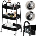 Regał na kółkach metalowy czarny 3-poziomowy 44x31.5x78.5cm STORAGE SOLUTIONS 568115