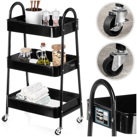 Regał na kółkach metalowy czarny 3-poziomowy 44x31.5x78.5cm STORAGE SOLUTIONS 568115
