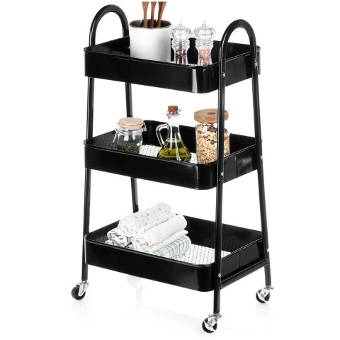 Regał na kółkach metalowy czarny 3-poziomowy 44x31.5x78.5cm STORAGE SOLUTIONS 568115