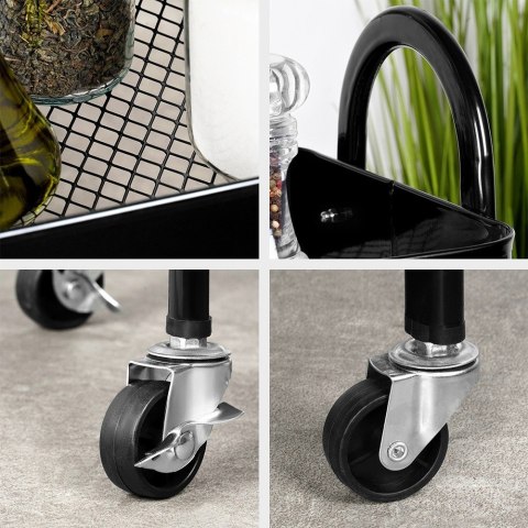 Regał na kółkach metalowy czarny 3-poziomowy 44x31.5x78.5cm STORAGE SOLUTIONS 568115