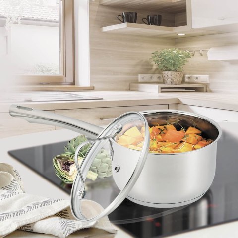 Rondel stalowy z pokrywką na indukcję gaz 16cm 1.8L MAESTRO MR-3519-16S
