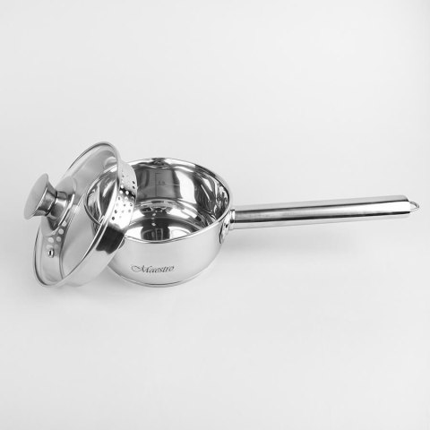 Rondel stalowy z pokrywką na indukcję gaz mały 14cm 1.0L MAESTRO MR-3510-14S