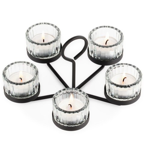 Świecznik metalowy czarny ze szklanymi wkładami na 5 świeczek 21x21x12cm HOME STYLING COLLECTION 568088