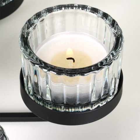 Świecznik metalowy czarny ze szklanymi wkładami na 5 świeczek 21x21x12cm HOME STYLING COLLECTION 568088