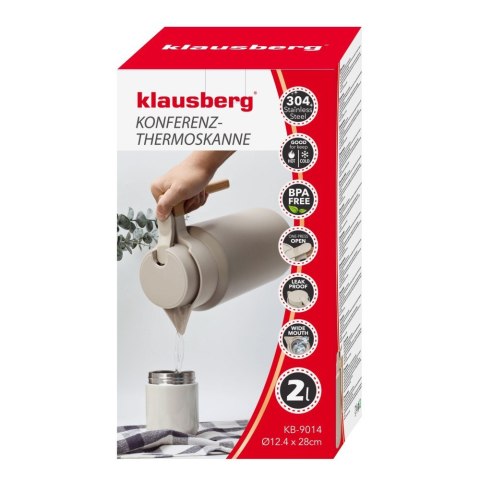 Termos konferencyjny, 2.0L, nierdzewna 304, BPA-Free, beżowy, KLAUSBERG KB-9014
