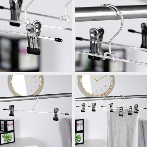 Wieszak na spodnie metalowy z klipsami 3 sztuki STORAGE SOLUTIONS 566022