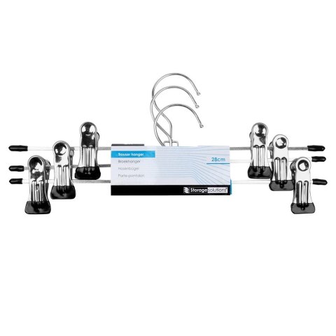 Wieszak na spodnie metalowy z klipsami 3 sztuki STORAGE SOLUTIONS 566022