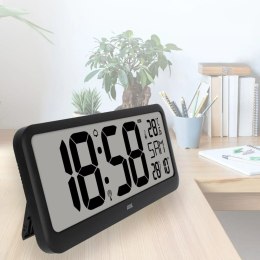 Zegar ścienny elektroniczny, wyświetlacz XXL, z termometrem, budzikiem i kalendarzem, 37 x 17 cm