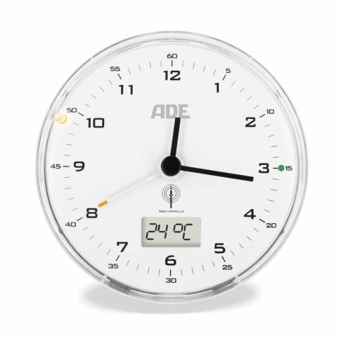 Zegar z termometrem, śred. 8 x 4 cm, biały