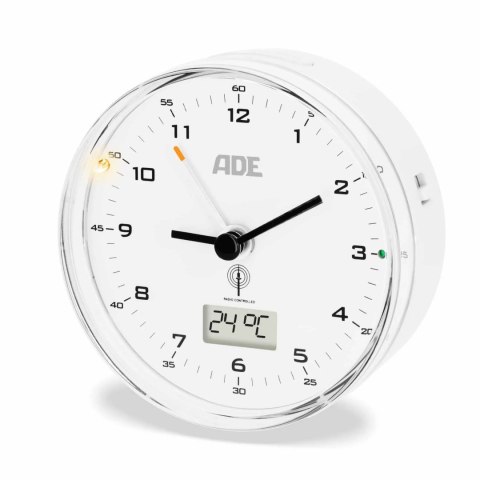 Zegar z termometrem, śred. 8 x 4 cm, biały