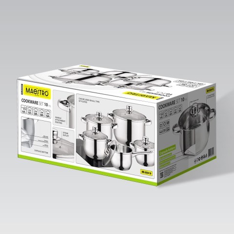 Zestaw garnków garnki komplet 10-ele 1.5L / 1.5L / 2L / 3L / 5L MAESTRO MR-2020-10