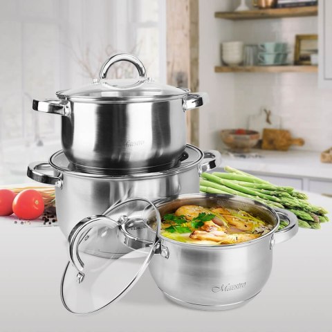 Zestaw garnków garnki komplet 6-ele 1.5L / 3L / 5L MAESTRO MR-2120-6L