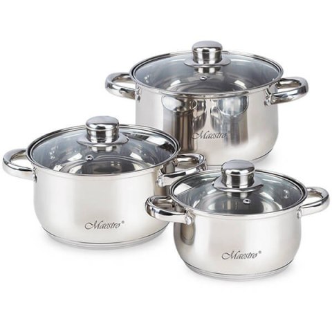 Zestaw garnków garnki komplet 6-ele 2L / 3L / 4L MAESTRO MR-2020-6M