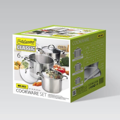 Zestaw garnków garnki komplet 6-ele 3.5L / 4.5L / 8L MAESTRO MR-2023