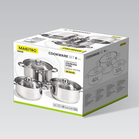 Zestaw garnków garnki komplet 6-ele 3L / 4L / 5L MAESTRO MR-2020-6XL