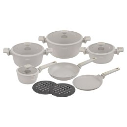 Zestaw garnków i patelni 12 ele. garnki, aluminium odlewane, powłoka non-stick, indukcja, beżowy, KLAUSBERG KB-7967