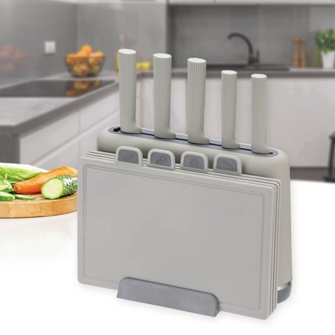 Zestaw noży + desek na podstawce komplet noże kuchenne MAESTRO MR-1412-GREY