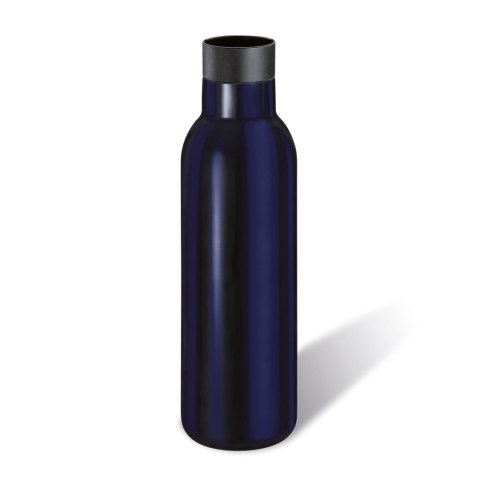 Butelka termiczna, stal nierdzewna, 0,45 l, śred. 7 x 23 cm, ciemnoniebieska