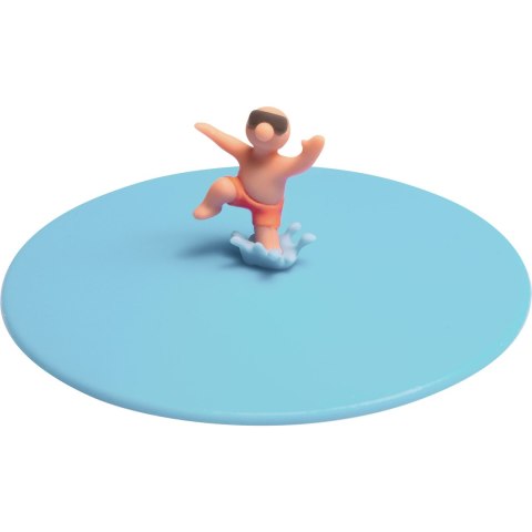 Pokrywka silikonowa z plażowiczem, Freddy Freestyle, śred. 10,5 cm, błękitna