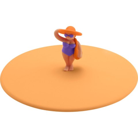 Pokrywka silikonowa z plażowiczem, torba, śred. 10,5 cm, pomarańczowa