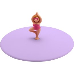 Pokrywka silikonowa z plażowiczem, yoga, śred. 10,5 cm, fioletowa