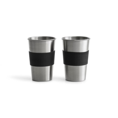 Kubki stalowe, 2 szt., 0,5 l, śred. 9 x 13 cm, srebrne