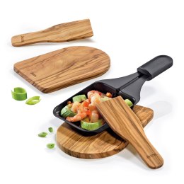 Podkładki i szpatułki do mini-patelni, 4 el., drewno oliwne