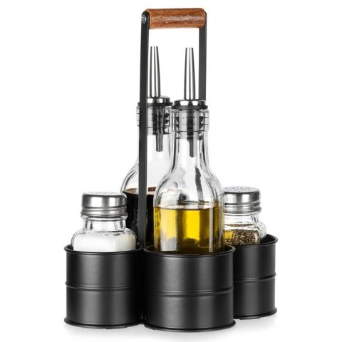BUTELKI SZKLANE DO OLIWY OCTU 2x 250ml PRZYPRAWNIKI W STOJAKU 229276