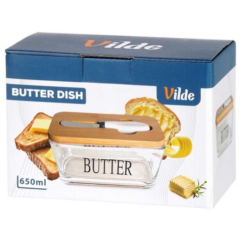 MASELNICZKA SZKLANA Z NOŻYKIEM I BAMBUSOWĄ POKRYWĄ 139475