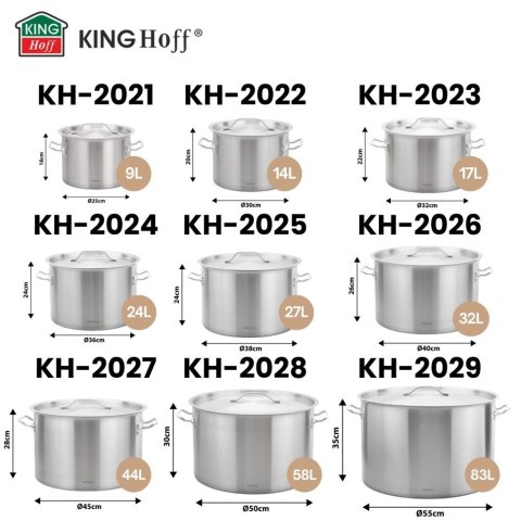 Garnek gastronomiczny, stal nierdzewna, Ø36cm, 24L, KINGHOFF KH-2024