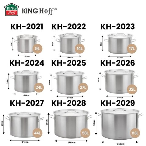 Garnek gastronomiczny, stal nierdzewna, Ø55cm, 83L, KINGHOFF KH-2029