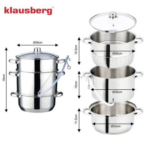 Sokownik parowy, stalowy, 8L, indukcyjny, KLAUSBERG KB-9032