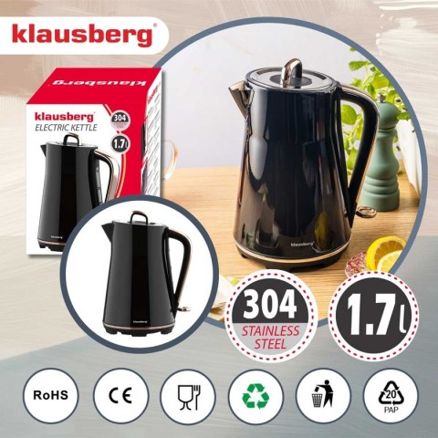 CZAJNIK ELEKTRYCZNY 1,7L KLAUSBERG KB-9015 CZARNY