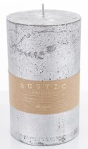 Pl Srebrny Świeca Rustic Metalic Walec Duży Fi9 ART-POL