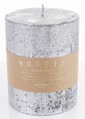 Pl Srebrny Świeca Rustic Metalic Walec Średni Fi9 ART-POL