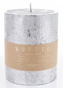 Pl Srebrny Świeca Rustic Metalic Walec Średni Fi9 ART-POL